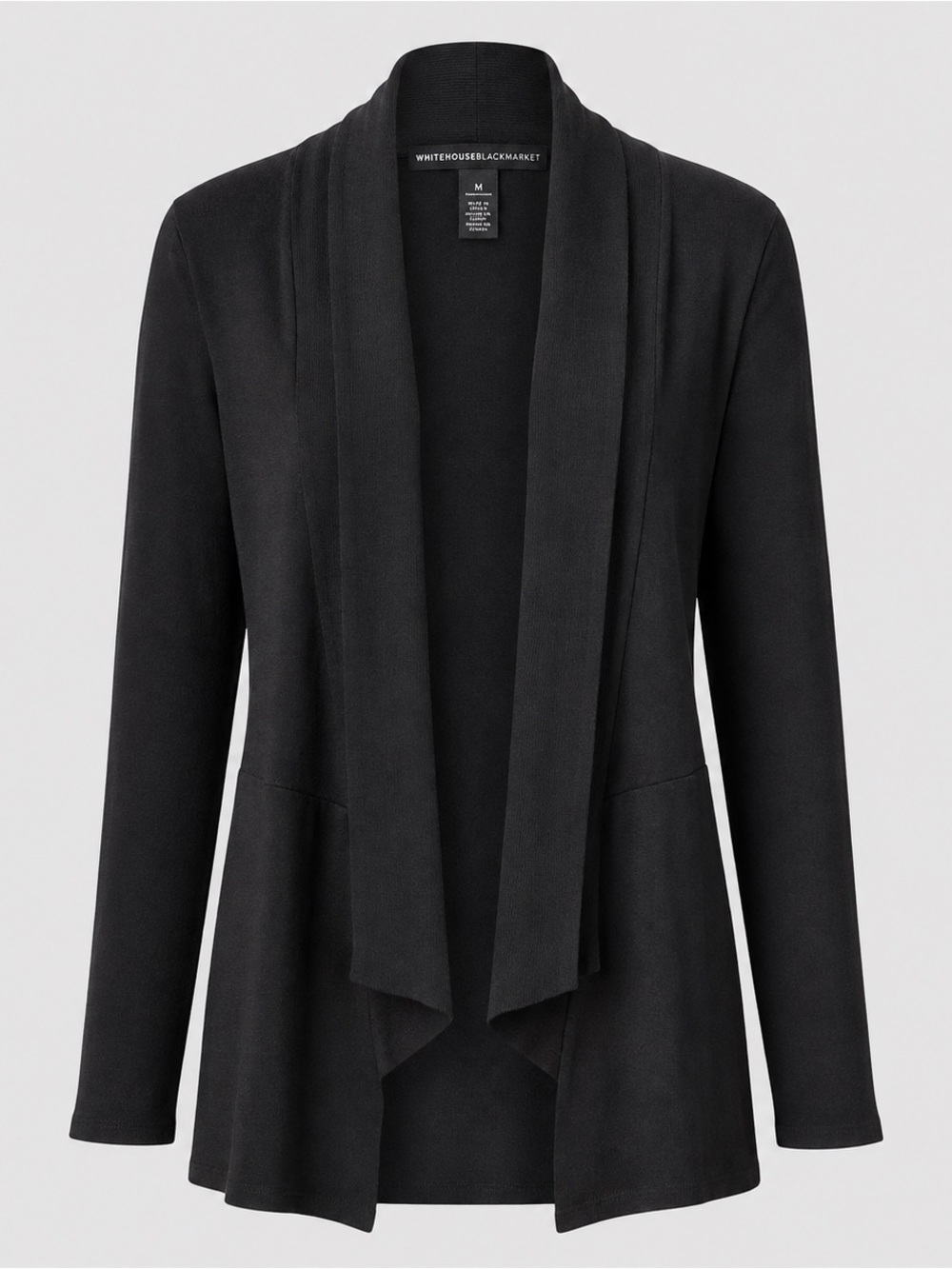 White House Black Market Black Draped Open-Front Sweater